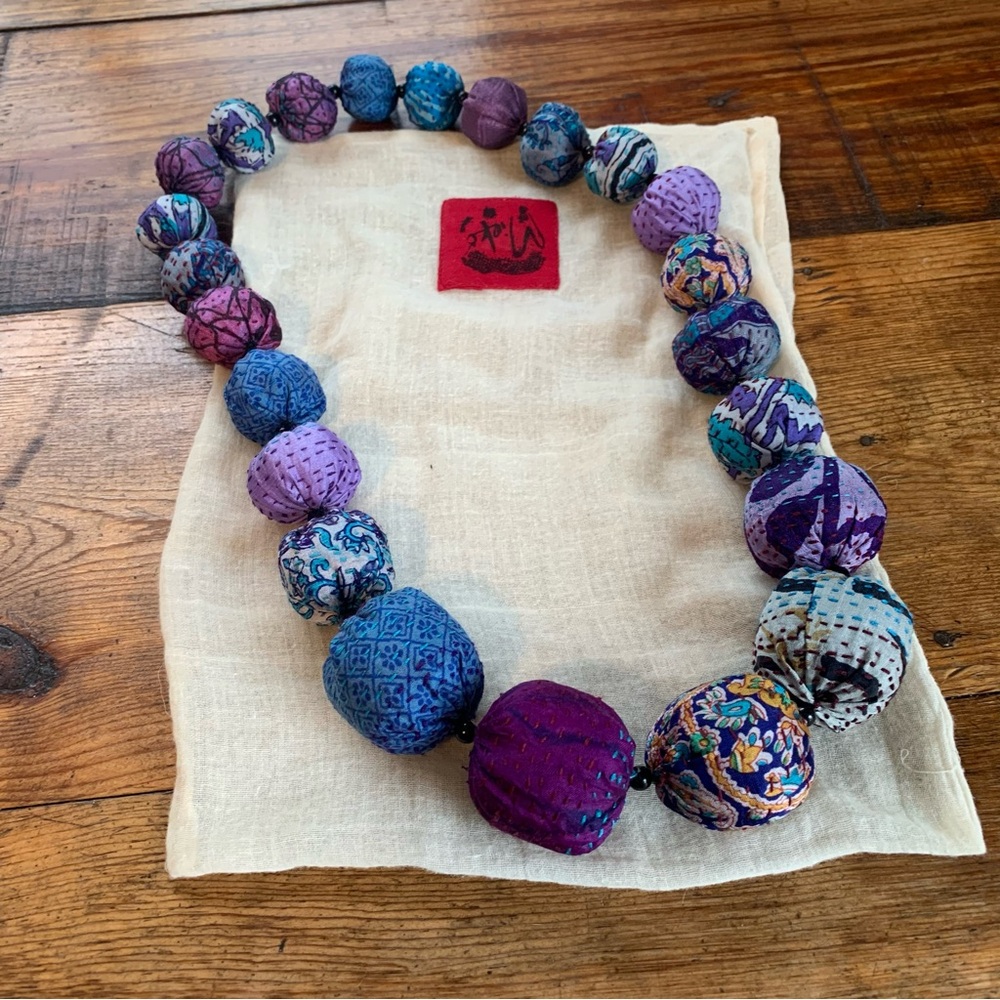 VINTAGE SILK KANTHA NUTS MEDIUM NECKLACE MIEKO MINTZ